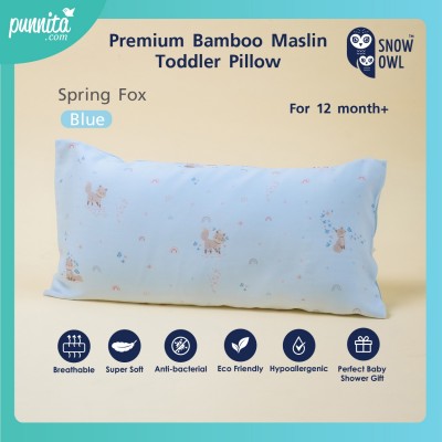 SNOW OWL BAMBOO Toddler pillow หมอนใยไผ่เด็ก 1 ปี+  ลาย Spring Fox Blue